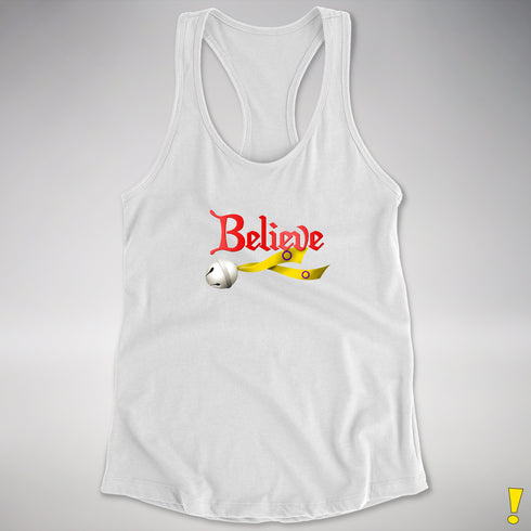 Believe Intersex Pride Flag Jingle Bell Racerback Tank - White